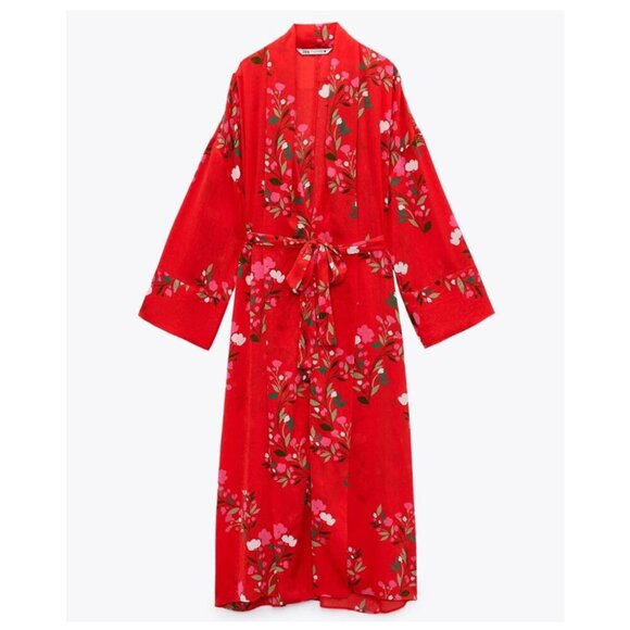 Zara floral wrap midi dress with 3/4 sleeves - Picture 6 of 16